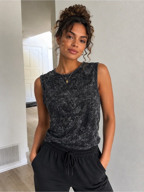 PrettyLittleThing Tops - PLT Sleeveless Washed Black Muscle Tank Top. Size 6